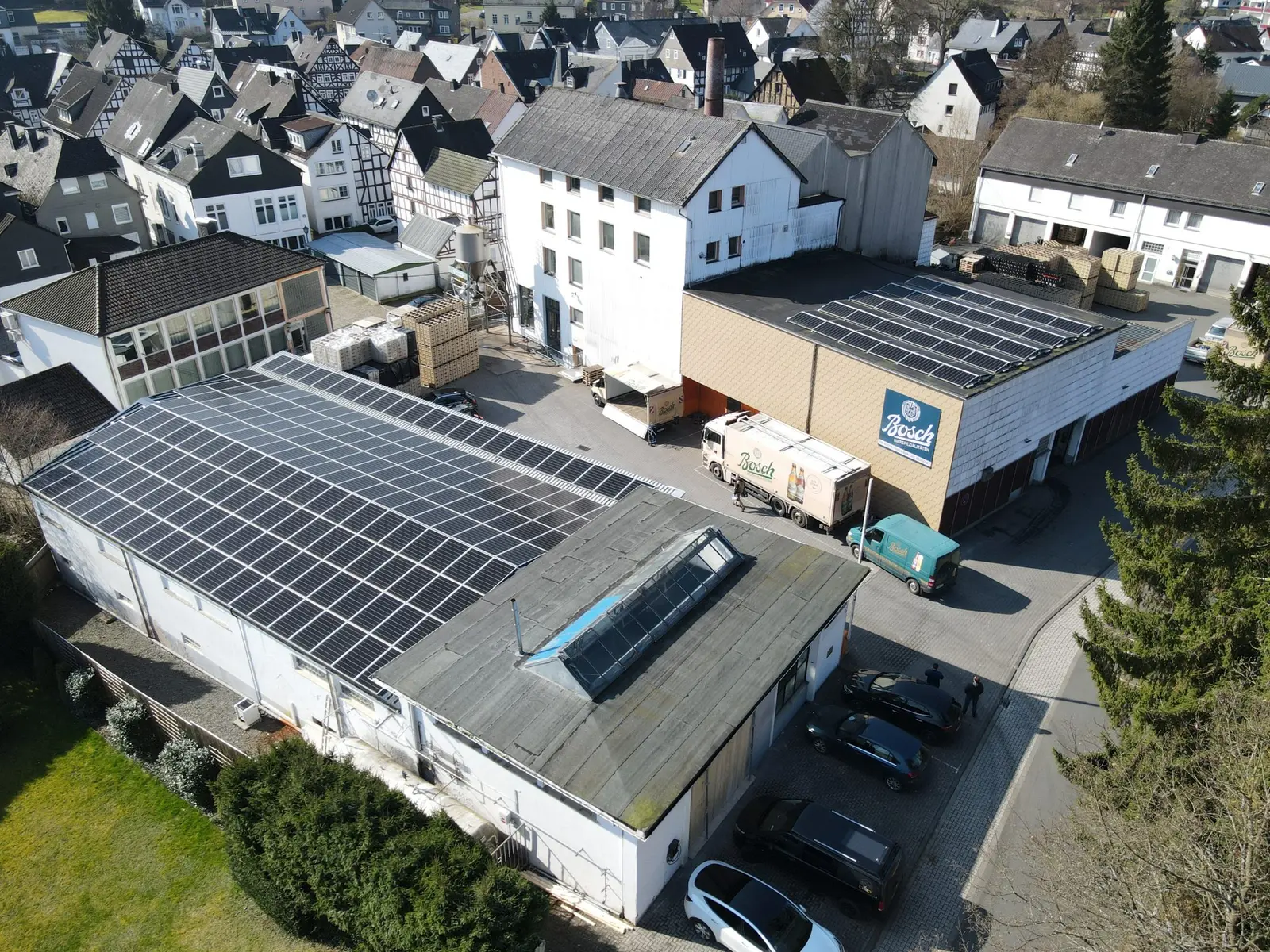 PV-Dachanlage auf dem Gelände einer Brauerei